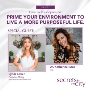 Secrets in the City podcast cover featuring photos of Lyndi Cohen and Dr. Katherine Iscoe
