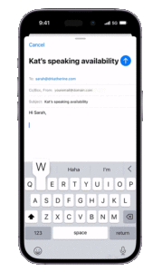 GIF: iPhone with text being written in an email