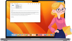 Illustration of a women and laptop with an email popup